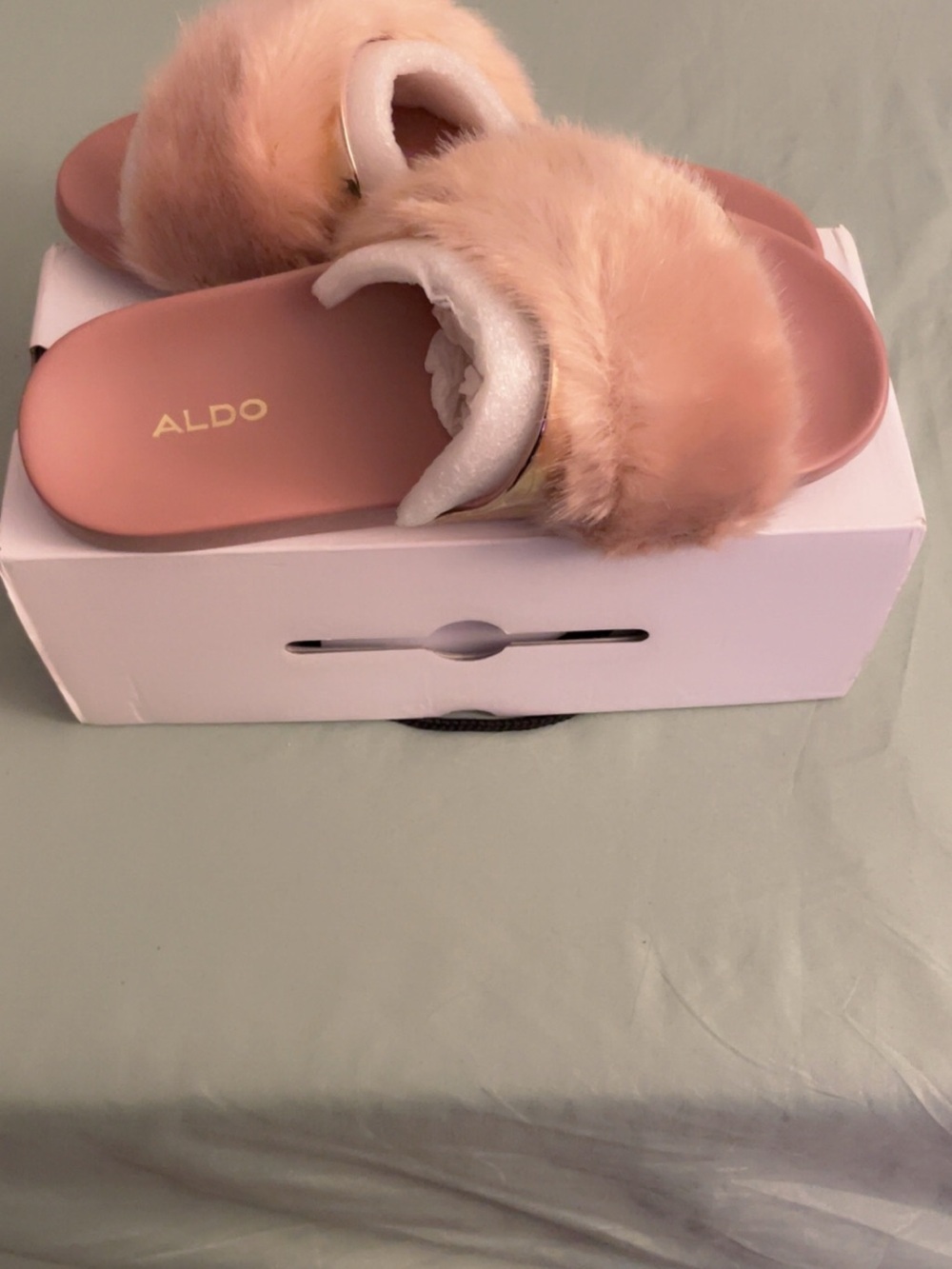 Aldo Pink Faux-Fur Slide Slippers
